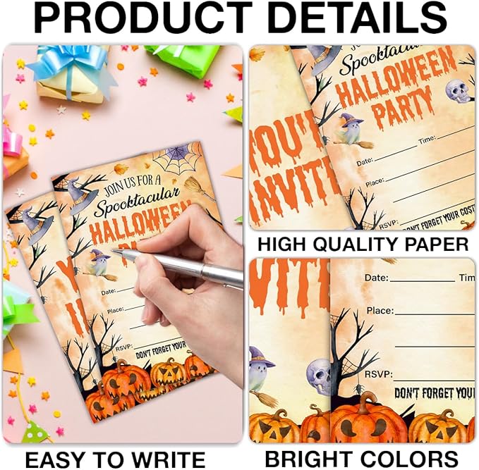 Halloween Party Invitations, Spooky Pumpkins Halloween Party Fill in Invites - Image 3