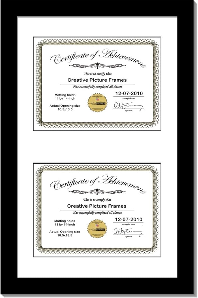 Creative Picture Frames 16X24Bk-W Black Vertical Double Diploma Frame by CreativePictureFrames