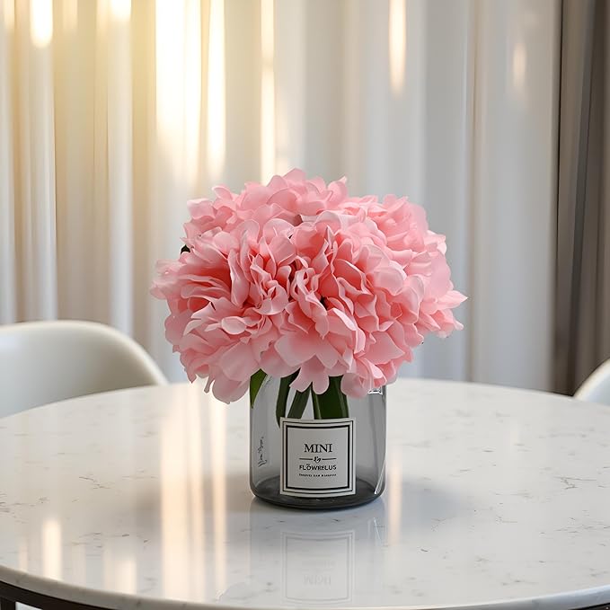 LADADA Artificial Peony and Glass vase Decoration, Used - Image 6