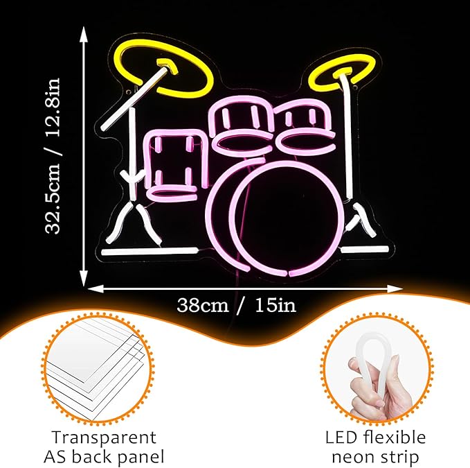 Drum Kit Neon Sign Dimmable Multicolored Led Neon Light - Image 4
