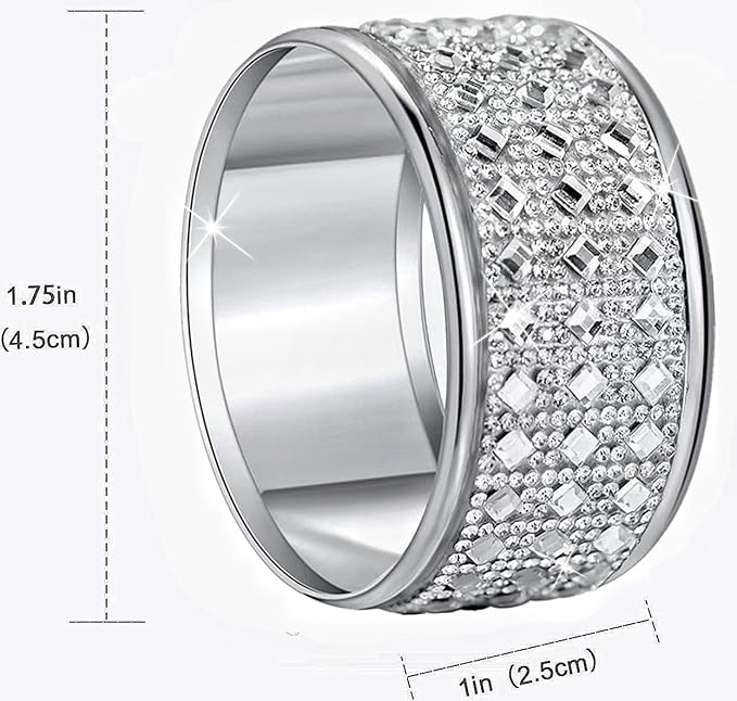 Silver Diamond Napkin Ring Set of 24 Rhinestone Crystal Glass Framed Napkin - Image 3
