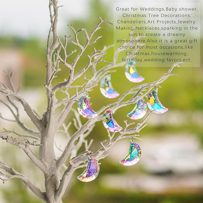 6pcs Colorful Crystal Faceted Half Moon Prisms Chandelier Lamp Lighting Drops - Image 7