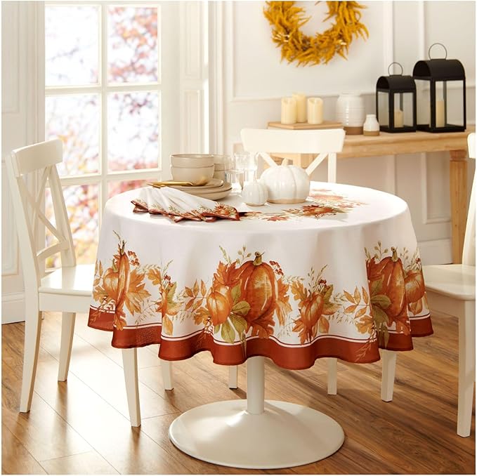 Elrene Home Fashions Autumn Pumpkin Grove Wrinkle Resistant Tablecloth - Image 2