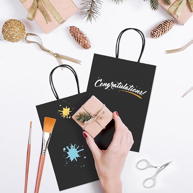 GSSUSA 200 Pack Black Paper Gift Bags 5.25x3.75x8'', Merchandise - Image 9