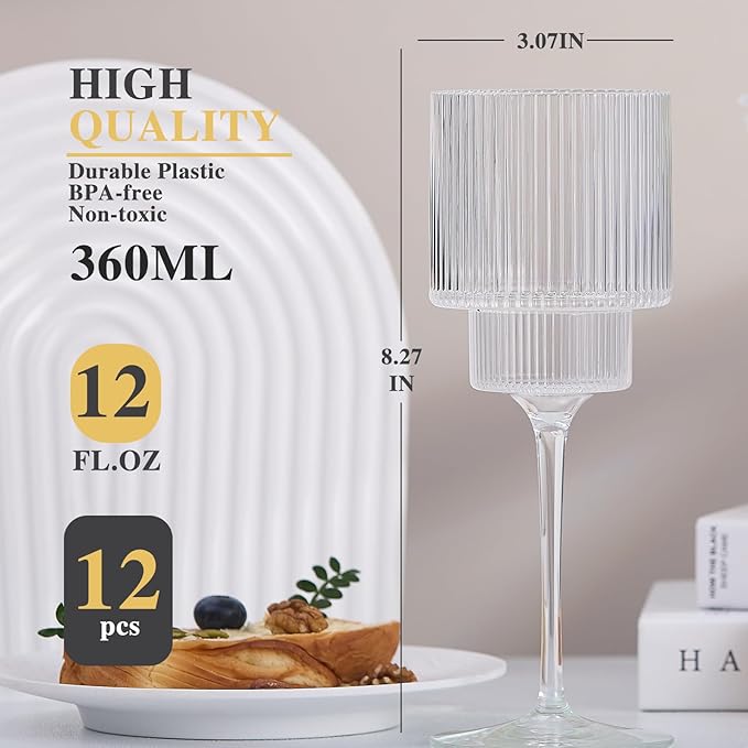 Plastic Goblets Wine Glasses - 12Oz Acrylic Wine Glasses Origami Unbreakable - Image 2