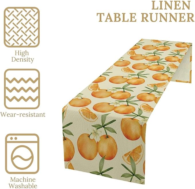 Spring Summer Orange Citrus Table Runner Watercolor Sweet Fruit Botanical Print - Image 4