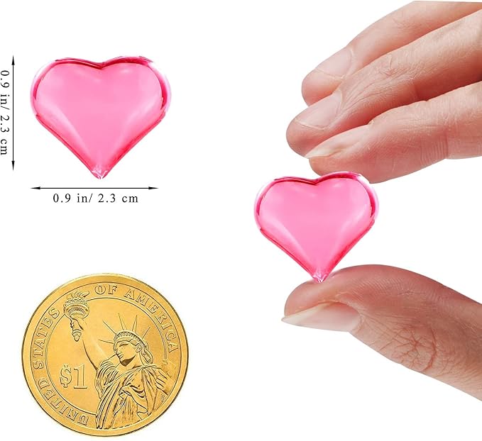 Fangoo 220 Pieces Pink Acrylic Heart Flat Back Heart Gems - Image 2