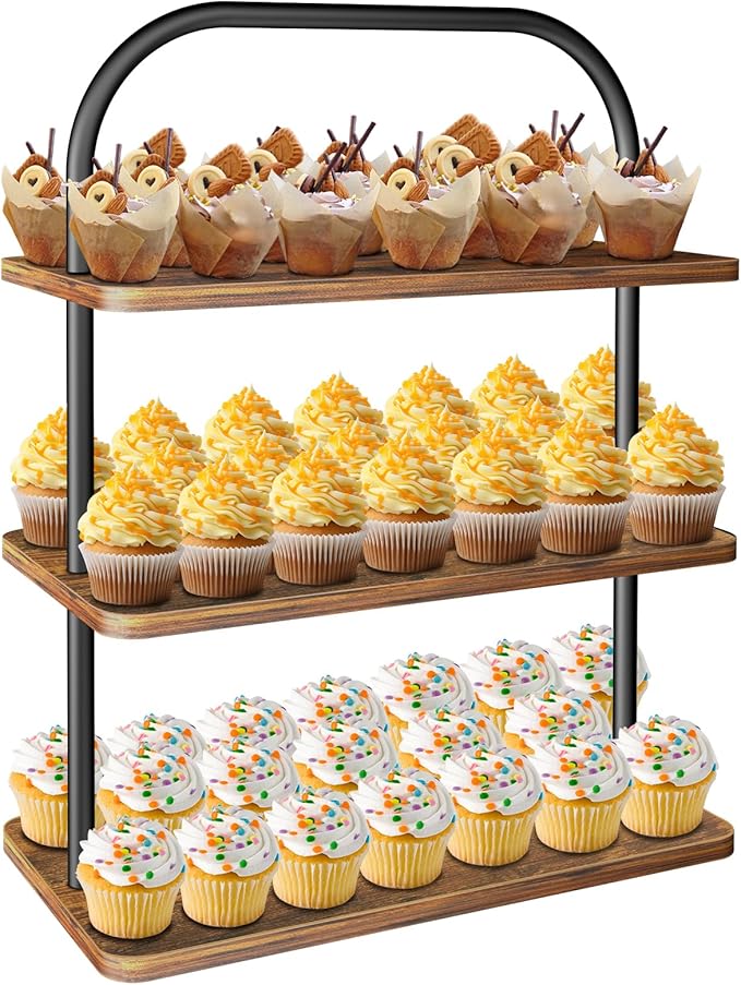 Cupcake Stand, 3 Tier Wood Cupcake Stand by Unknown