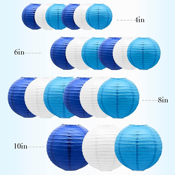 ADLKGG Blue Paper Lanterns Decorative, Hanging Round Paper Lantern Party - Image 2