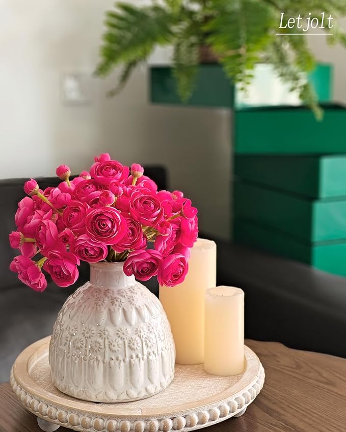 Letjolt Ranunculus Artificial Flower ROSEO Pink Silk Flowers Faux DIY Bouquet - Image 6