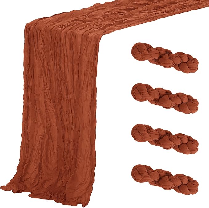 Aktor 4 Pack Terracotta Table Runner Boho Cheesecloth Table Runner Semi Sheer by Unknown