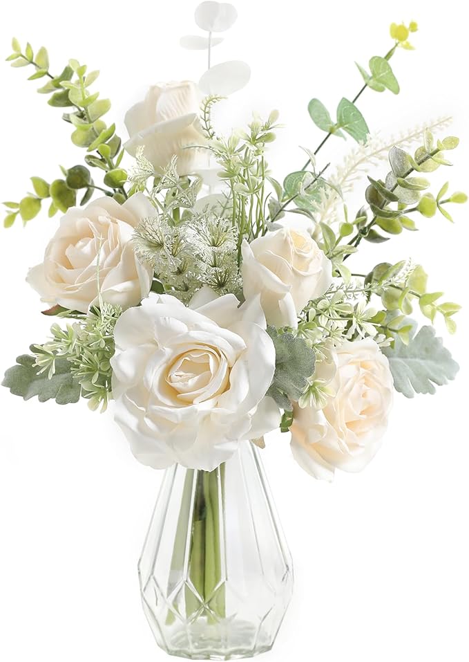 Artificial Flowers with Vase, Faux Flower Arrangement with Vase Suitable by GAATEEK