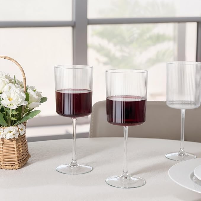 Ciaell 12 PCS Plastic Ribbed Wine Glasses - 10 OZ Plastic Square Wine Glasses - - Image 8