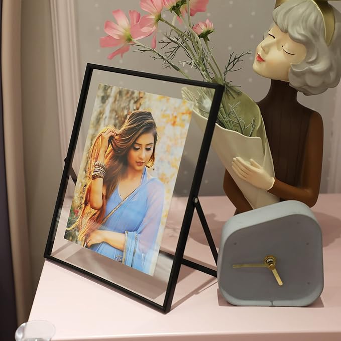 Black Floating Frame, For Picture 7x9, Tabletop Shelf Photo Frame, For Father - Image 6