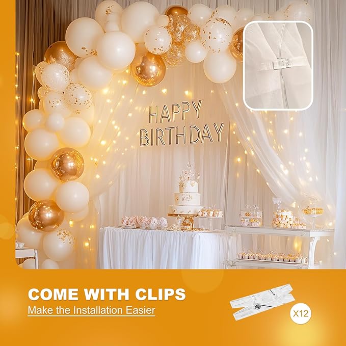 White Tulle Backdrop with Fairy Lights - Image 7