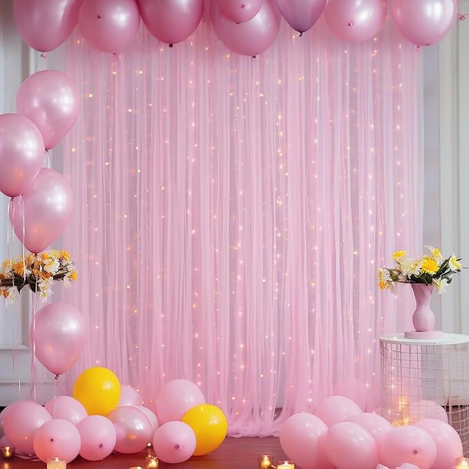 10×10ft Pink Tulle Backdrop Curtain - Image 8