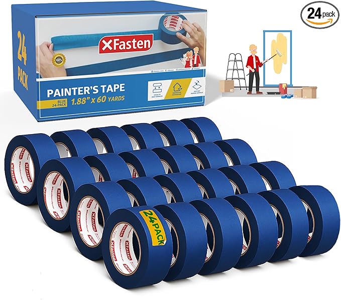 XFasten Blue Painters Tape Bulk, 1.88 Inch x 60 Yards, 1440 Yards Total Blue by XFasten