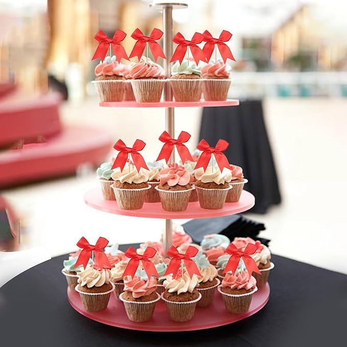 24 PCS Bow Cupcake Toppers Bowknot Cake Toppers Bow Cupcake Picks Bowknot - Image 6