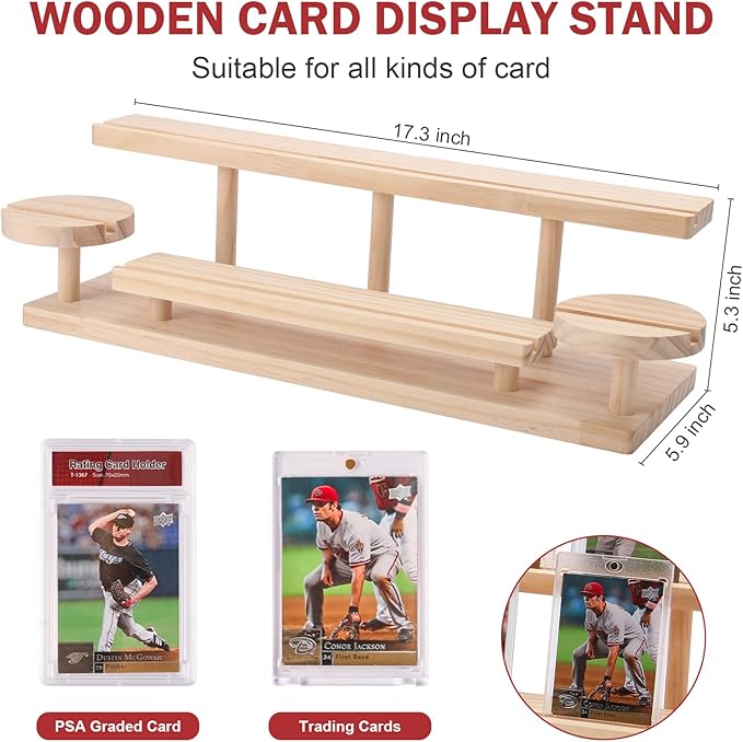 Wooden Trading Card Display Stand, 3-Tier Card Holder - Image 2
