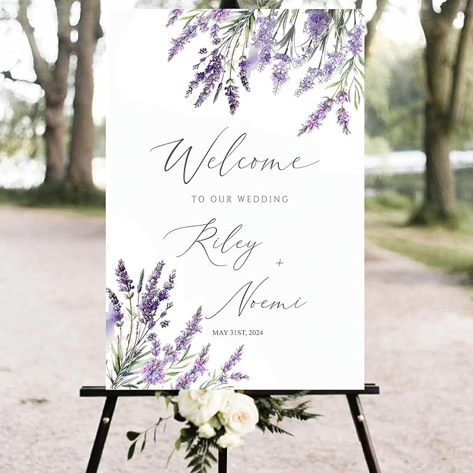 Lavender Floral Boho Wedding Welcome Sign, Welcome Sign Wedding, Custom Wedding - Image 2