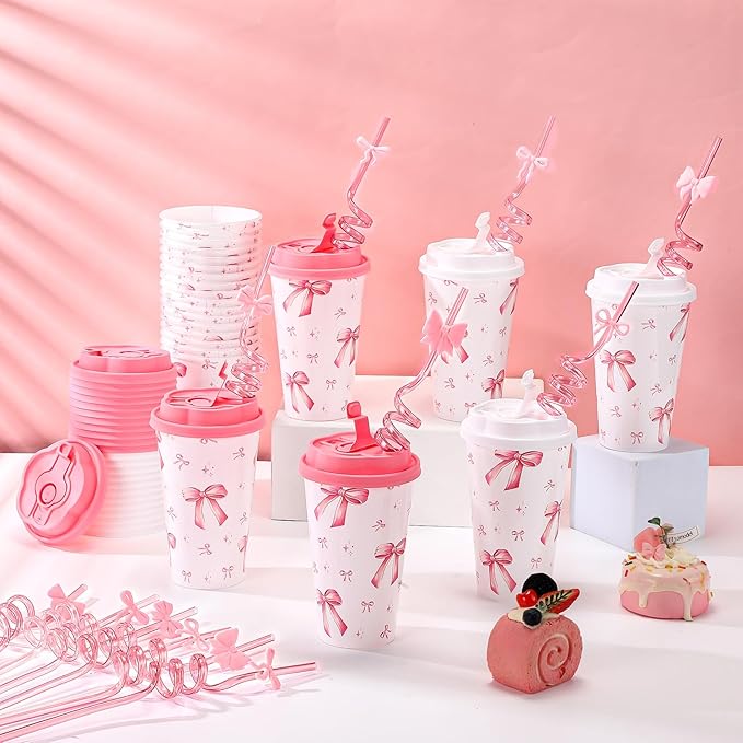 Yungyan 24 Sets Pink Bow Party Favors Goodie Cups - Image 5