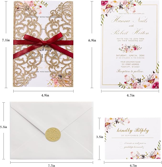 25pcs Personalized Wedding Invitations - Image 7
