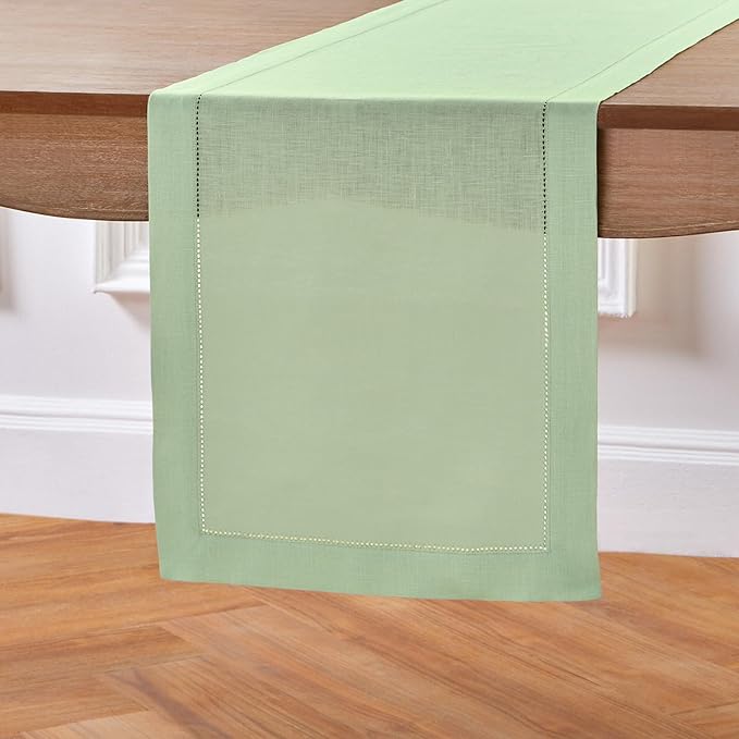 Solino Home Linen Light Green Table Runner 72 Inches Long - Image 4