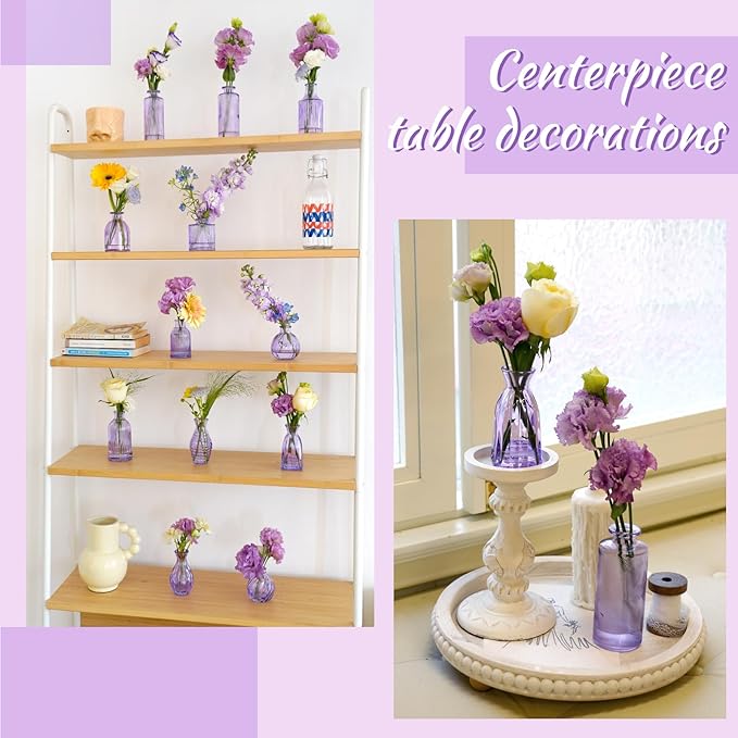 Glass Bud Vases 24 in Bulk, Small Purple Vase Glass Vases - Image 6
