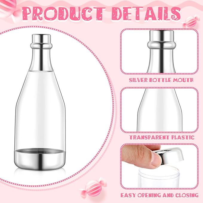 Gerrii 100 Pcs Silver Champagne Bottle Container Set, Mini Champagne Candy - Image 3