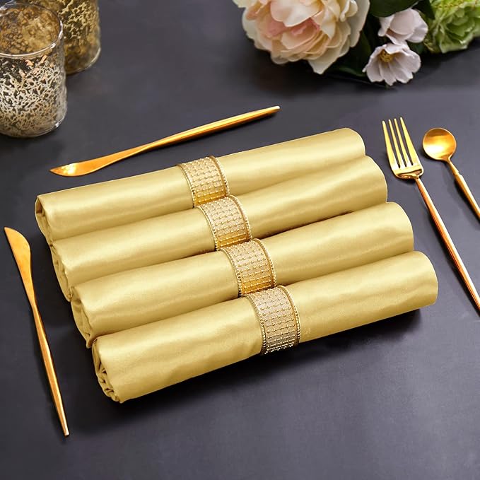 Horbaunal 16 Pack Gold Satin Napkins 17 x 17 Inch, Square Soft Table Dinner - Image 3