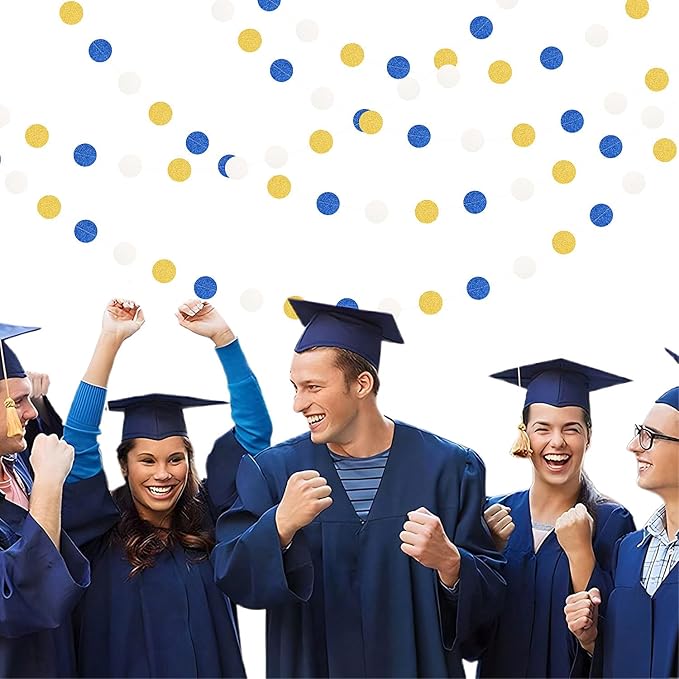 Navy-Blue White-Gold Birthday Party-Decorations Streamers - 52FT Graduation - Image 7