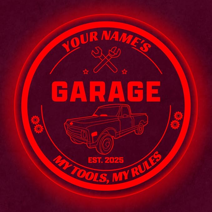 Custom Pickup Truck Garage Sign – Personalized LED Color Changing Acrylic Wall - Image 4