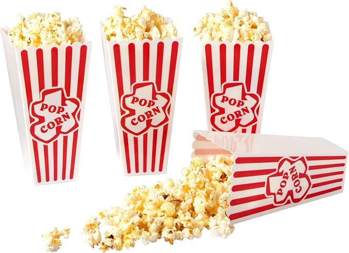 Plastic Popcorn Containers Red & White Striped Retro Style Reusable Popcorn by RAYMEA