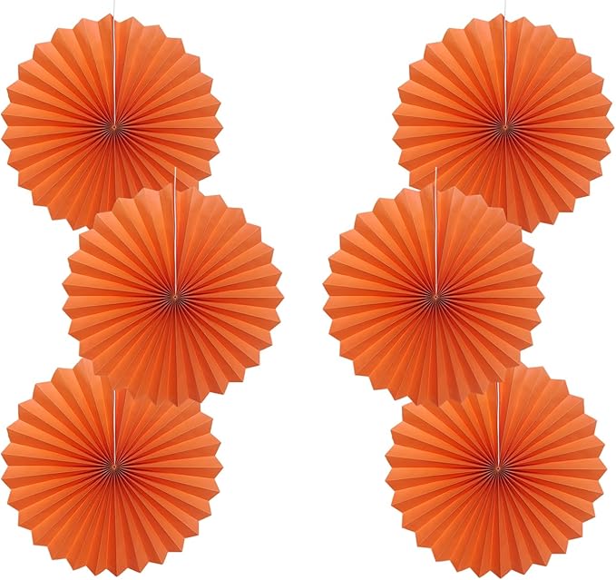 Orange Birthday Party Decorations, DIY Orange Paper Fans Hanging Decoration by BARTHEW