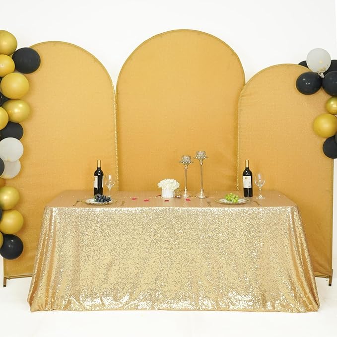 SquarePie Sequin Tablecloth 50 x 72 Inch Light Gold Glitter Table Cloth - Image 6