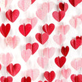 Red Pink Party-Decorations 3D-Heart Garland - 40ft Galentines Streamers Paper by Hugfond