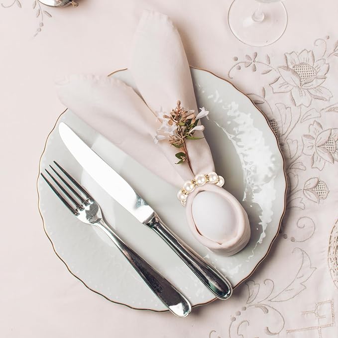 100pcs Pearl Napkin Rings Imitation Pearl Ring Napkins Holder Universal Napkins - Image 6