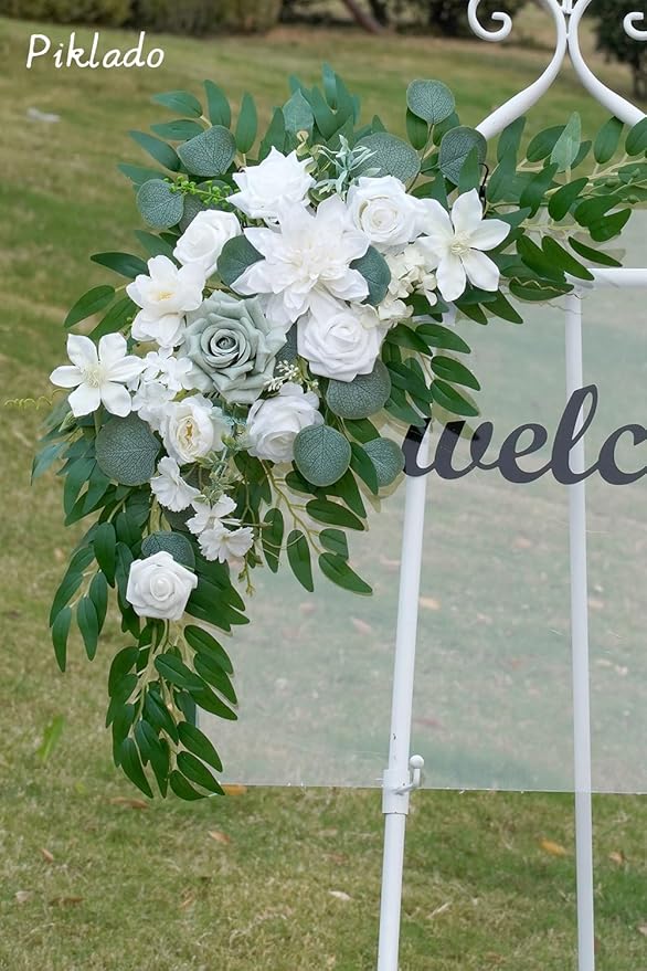 Faux Flower Swag Set of 2 for Wedding Welcome Signs Floral Swag Wedding - Image 3