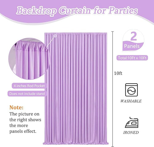 10 x 10 Feet Light Purple Backdrop Curtain - Image 2