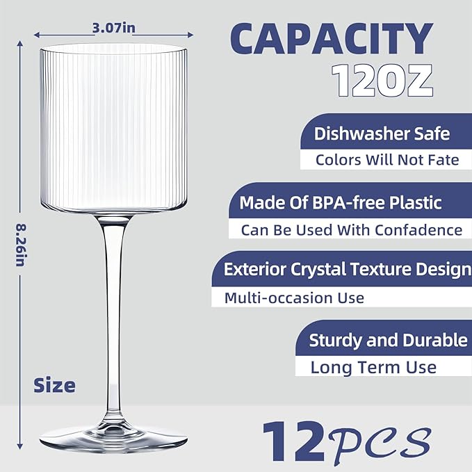 Plastic Goblets Wine Glasses - 12Oz Acrylic Wine Glasses Origami Unbreakable - Image 2
