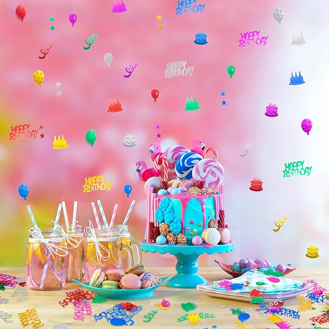 WILLBOND 3000 Pieces Happy Birthday Confetti Birthday Party Cake Confetti - Image 4