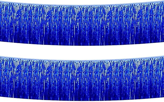Blue Foil Fringe Garland 10FT 2packs, Metallic Foil Tinsel Fringe Banners by Acuteye