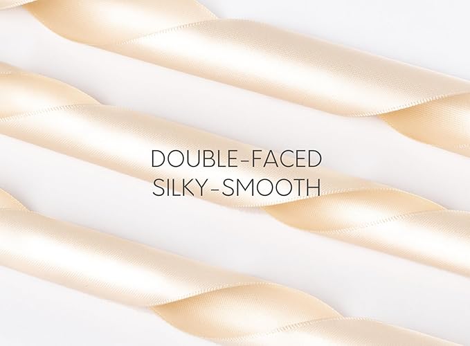 Light Champagne Satin Ribbon 1-1/2 Inch x 50 Yards Double-Faced Polyester - Image 3