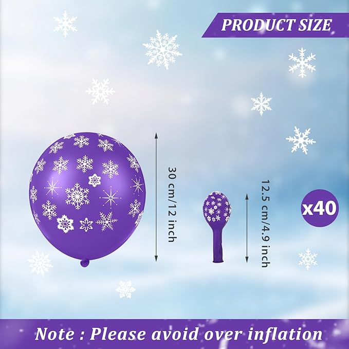 Skylety 40 Pieces Snowflake Balloons Bulk Winter Transparent Snowflake Latex - Image 2