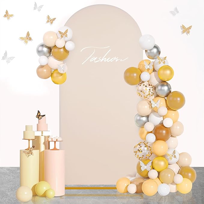 SoarDream Arch Backdrop Cover Beige Spandex Fitted 5FT Wedding Arch Covers by SoarDream