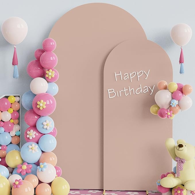 Fomcet Wedding Arch Cover 7.2FT, 6FT Nude Spandex Fitted Fabric Arch Backdrop - Image 4