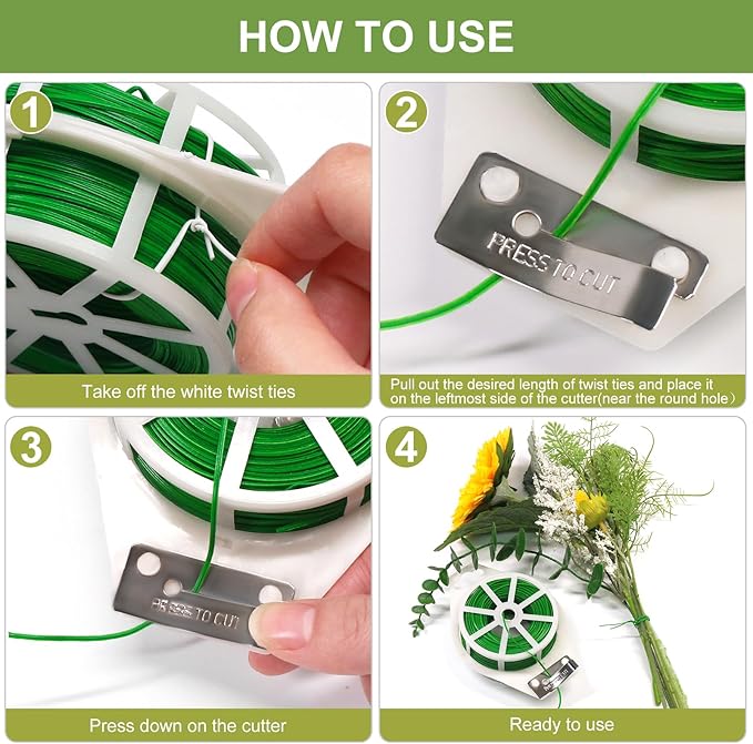 SumDirect Plant Ties, 656FT/200m Green Garden Twist Ties - Image 5