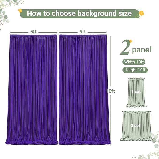 Purple Tulle Backdrop Curtain for Parties Wedding, 10ft x 10ft Wrinkle Free - Image 6