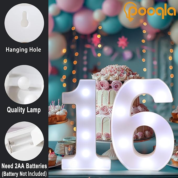 Pooqla LED Light Up Numbers, Warm White and Cool White Decorative Lighted - Image 3