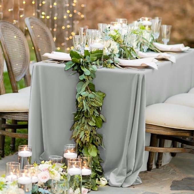 6 Pack Light Grey Rectangular Tablecloths, 60 x 126 Inch, Polyester/Fabric - Image 6